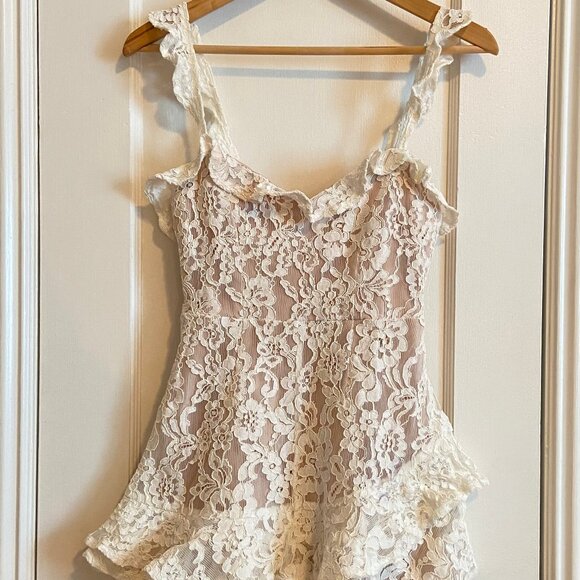 White Lace Romper - Picture 1 of 8